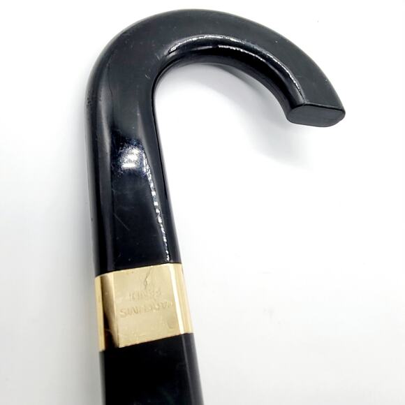 Vintage FENDI PARFUMS Umbrella Black & Gold Wooden Handle Rare Promo Full Size - Picture 4 of 8